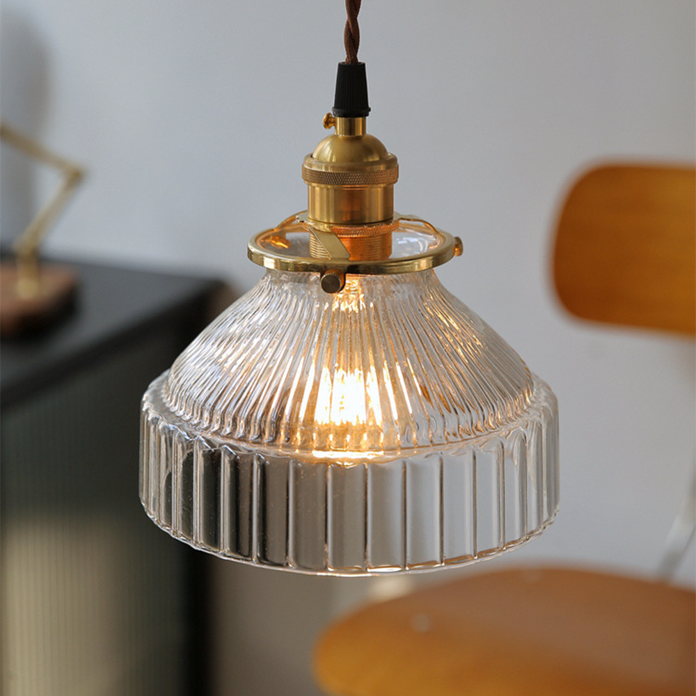 vintage ribbed glass pendant light
