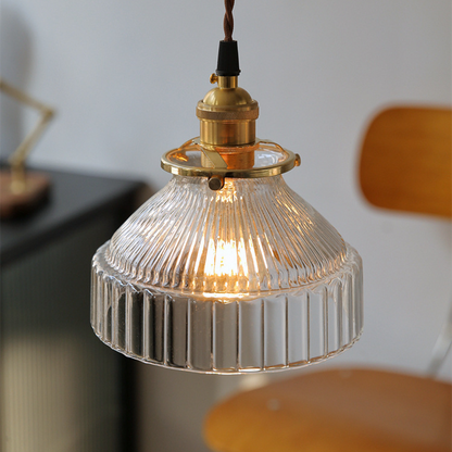 vintage ribbed glass pendant light