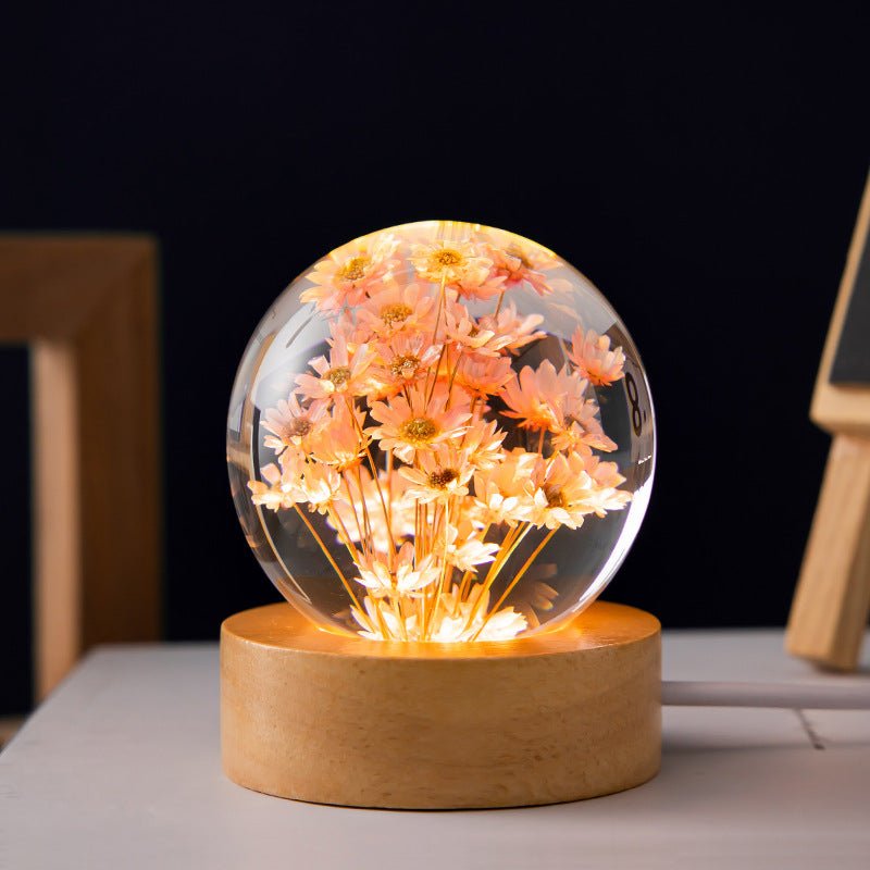 3D Flower Crystal Lamp Warm Light