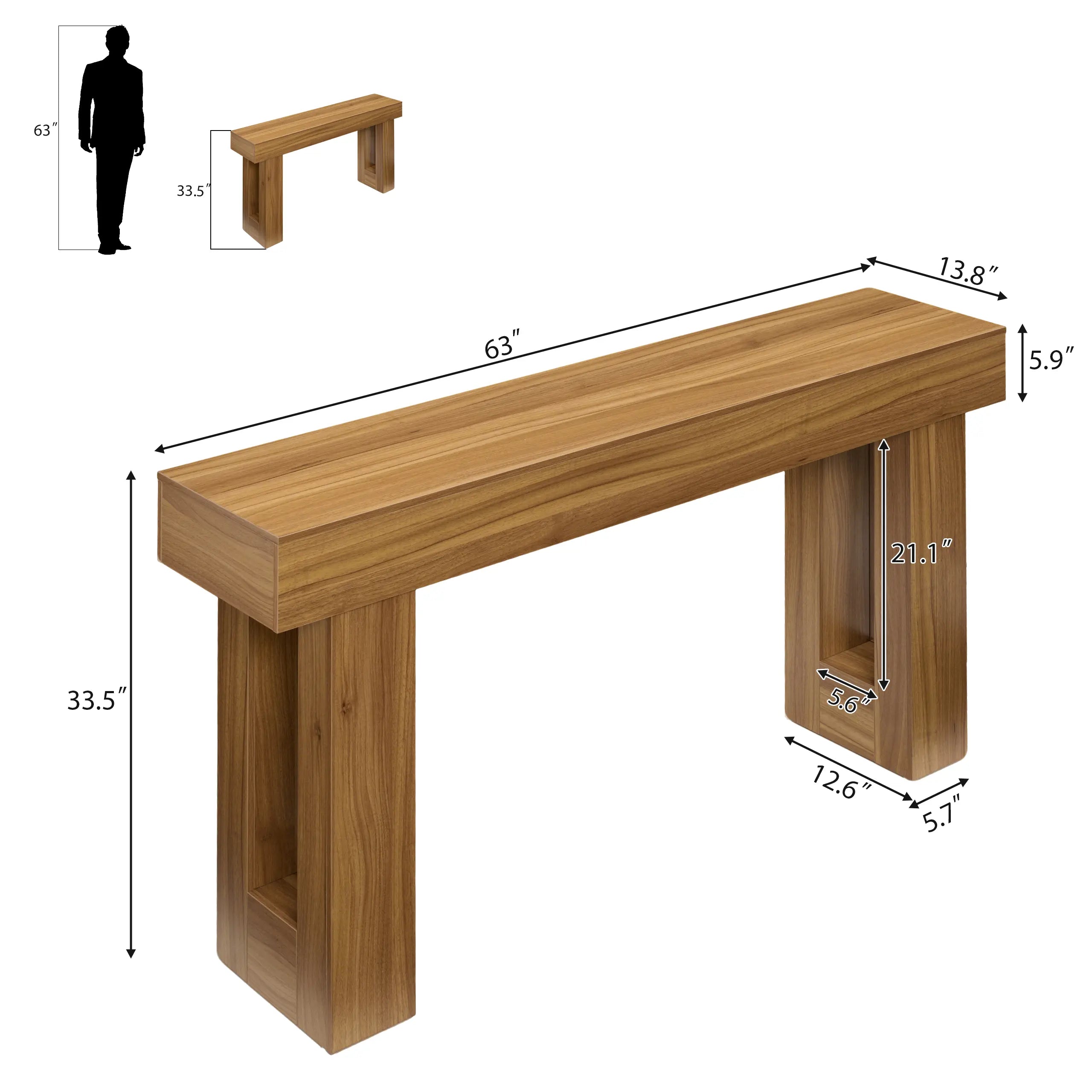 63 Inch Entryway Table with Socket and Sensor Light, Farmhouse Wooden Sofa Table behind Couch or Foyer Table, Narrow Console Table with Storage Shelf for Living Room, Entrance, Hallway, Easy Assembly