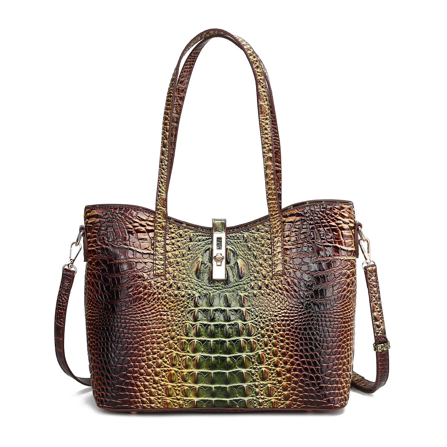 Women'S 3-Piece Vintage Crocodile Print Handbag Set - Spacious Top Handle Satchel, Business Clutch & Coin Purse for Everyday Use, Christmas & Mother'S Day Gifts, Handbags for Women, Top Handle Crossbody, Versatile Use