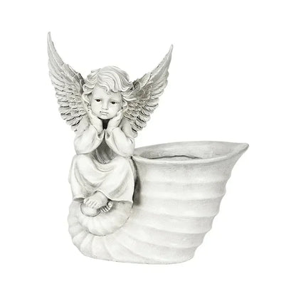 31CM European Courtyard Decor Angel Flowerpot Garden Landscape Decoration Statues Resin Decorative Garden Angels Figurines Decor