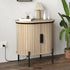 [Dealsforyoudays] EBELLO Small Console Table, Grooved End Table with Charging Station, Mid-Century Modern Nightstand, Entryway Cabinet for Living Room, Bedroom, Small Spaces, Walnut