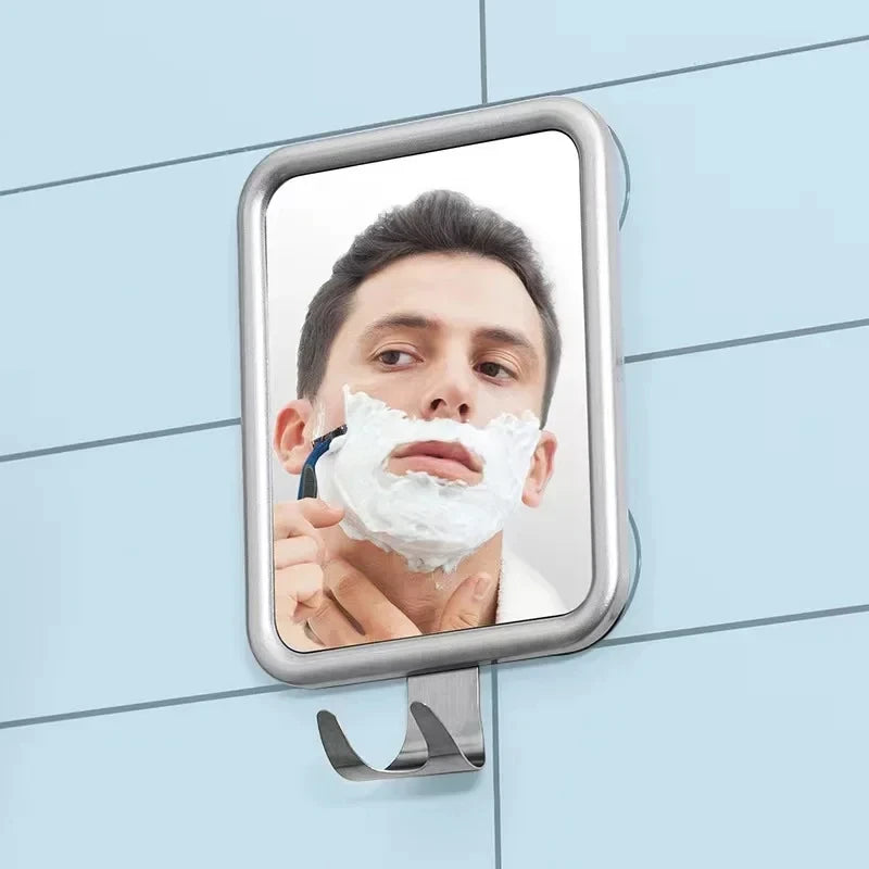 Bathroom Anti-Fog Mirror Powerful Suction Cup Bath Shower Mirrors Wall Mounted Make up Man Shaving Mirror with Shaver Holder