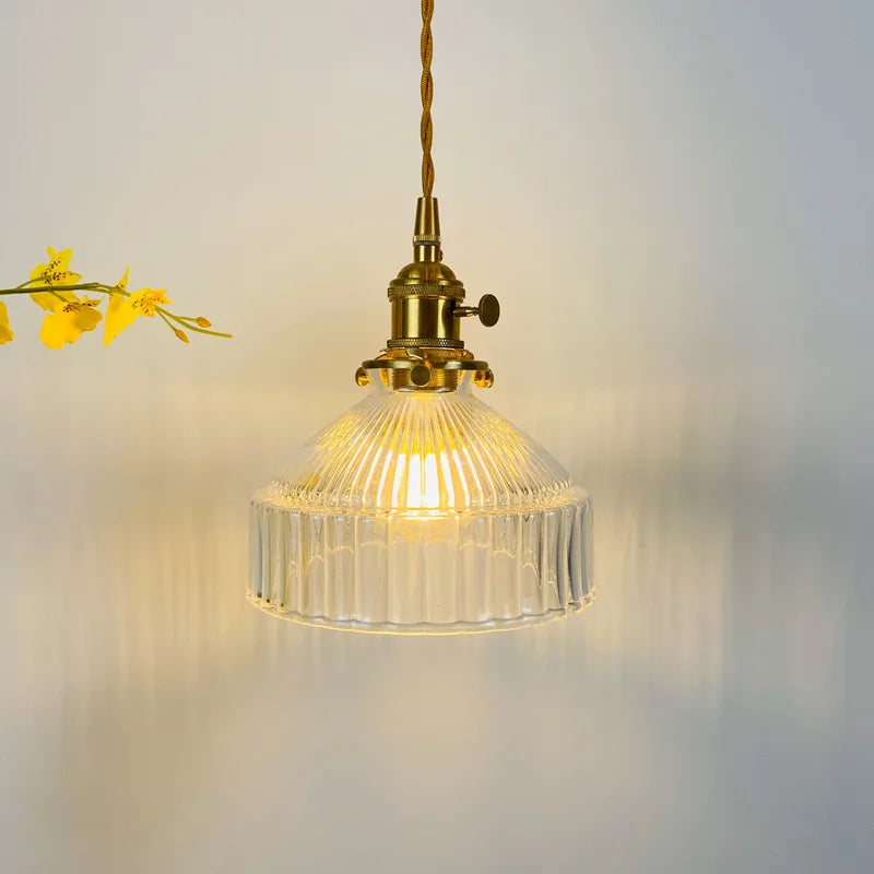 vintage ribbed glass pendant light
