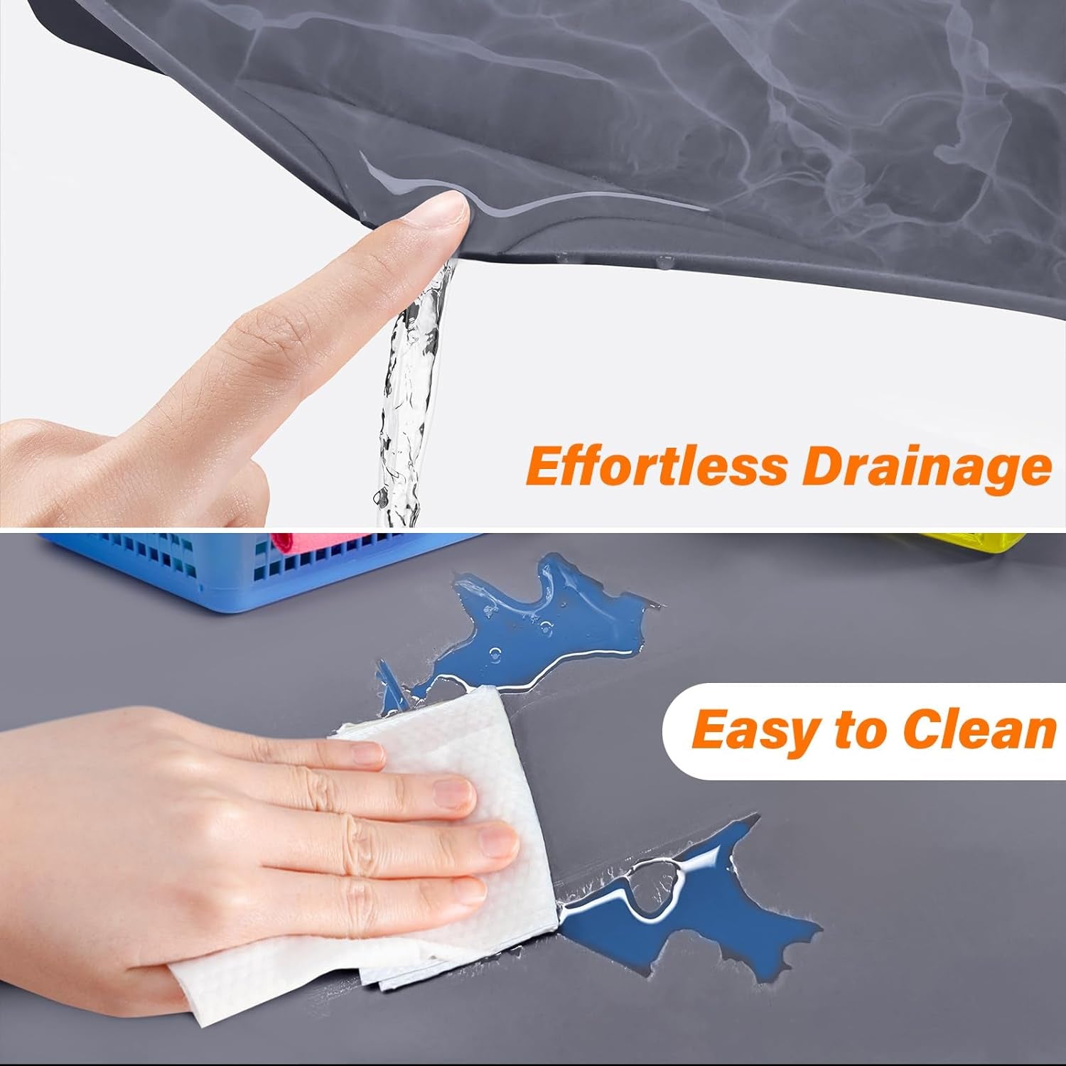 Waterproof under Sink Mat 34" X 22" Shelf Liner for Kitchen and Bathroom, Cabinet Protector, Organizers and Storage, Flexible Silicone Drip Tray