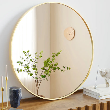 Sweetcrispy Aluminium Circle Vanity Mirror - Bathroom Mirrors, Wall-Mounted Wall Decor Piece for over Sink, Aesthetic Home Decor