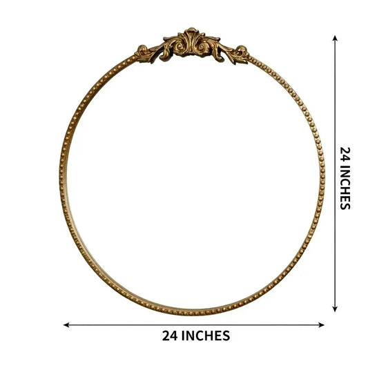 ZIYOO 24-Inch round Gold Ornate Glass Frame Wall Mirror - Vintage European Elegant Decor, Crystal-Clear Reflection, Easy Installation, for Living Room, Bedroom, Vanity Setup, Brightens Spaces, Room Decoration