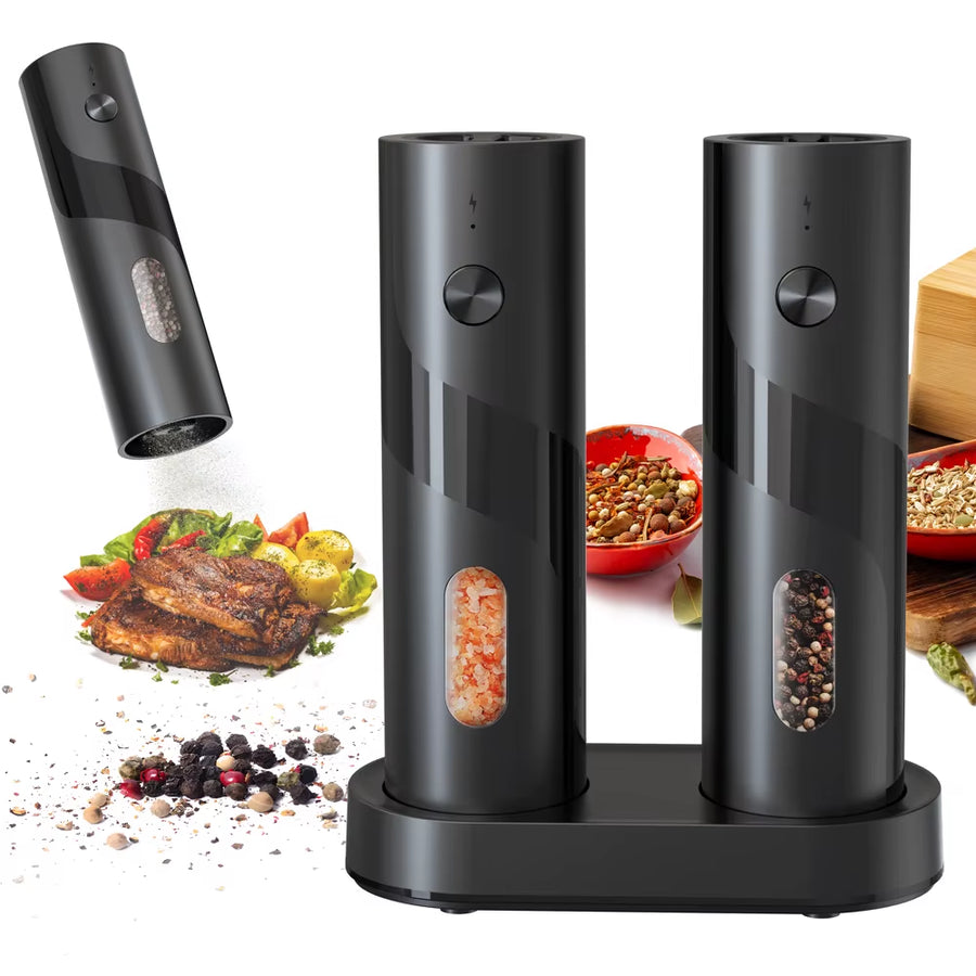 1Pc/2Pcs Automatic Pepper Grinder Salt and Pepper Mill Adjustable Coarseness Spice Grinder with LED for Kitchen