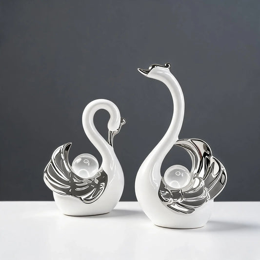 Swan-Design Ornament, Ceramic Ornaments, Decorative Ornaments, Creative Desktop Decoration, Modern Home Decor for Living Room Entrance TV Cabinet, Room Decor, Home Decor
