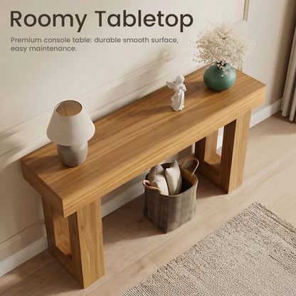 63 Inch Entryway Table with Socket and Sensor Light, Farmhouse Wooden Sofa Table behind Couch or Foyer Table, Narrow Console Table with Storage Shelf for Living Room, Entrance, Hallway, Easy Assembly