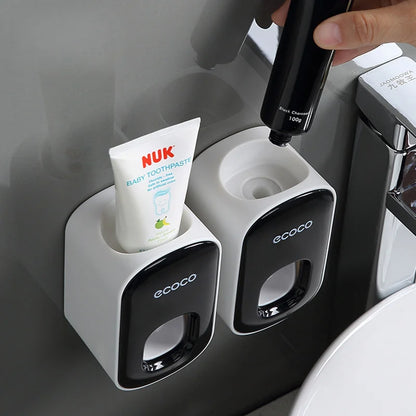 Automatic Toothpaste Dispenser Squeezers Toothpaste Tooth Dust-Proof Toothbrush Holder Wall Mount Stand Bathroom Accessories Set