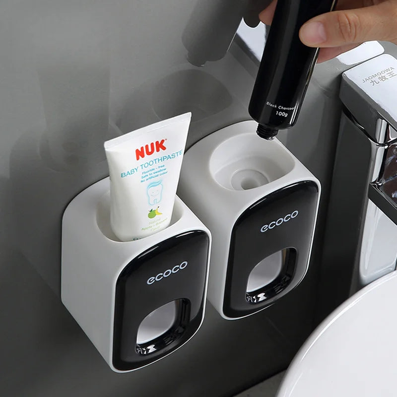 Automatic Toothpaste Dispenser Squeezers Toothpaste Tooth Dust-Proof Toothbrush Holder Wall Mount Stand Bathroom Accessories Set
