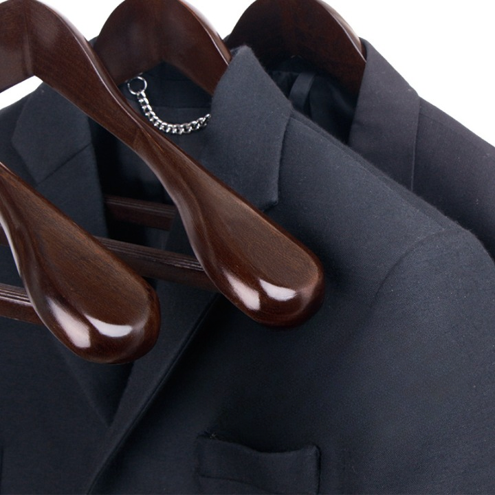 Wooden Clothes Hangers Curved Design Metal Accents