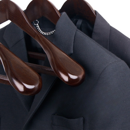 Wooden Clothes Hangers Curved Design Metal Accents