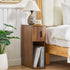 Fursch Walnut Slim Nightstand Set of 2, Mid-Century Curved Bedside Cabinets with Drawer & Book Storage for Apartments, Bedrooms, Cozy Spaces, Small Spaces
