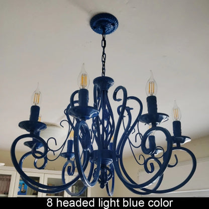 Classic LED Chandelier Light 6 8 Arms Hanging Chain Black Blue Bronze Iron Chandelier Light LED