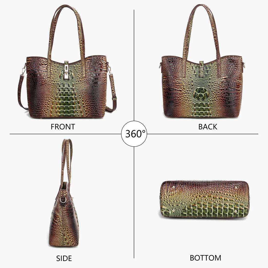 Women'S 3-Piece Vintage Crocodile Print Handbag Set - Spacious Top Handle Satchel, Business Clutch & Coin Purse for Everyday Use, Christmas & Mother'S Day Gifts, Handbags for Women, Top Handle Crossbody, Versatile Use