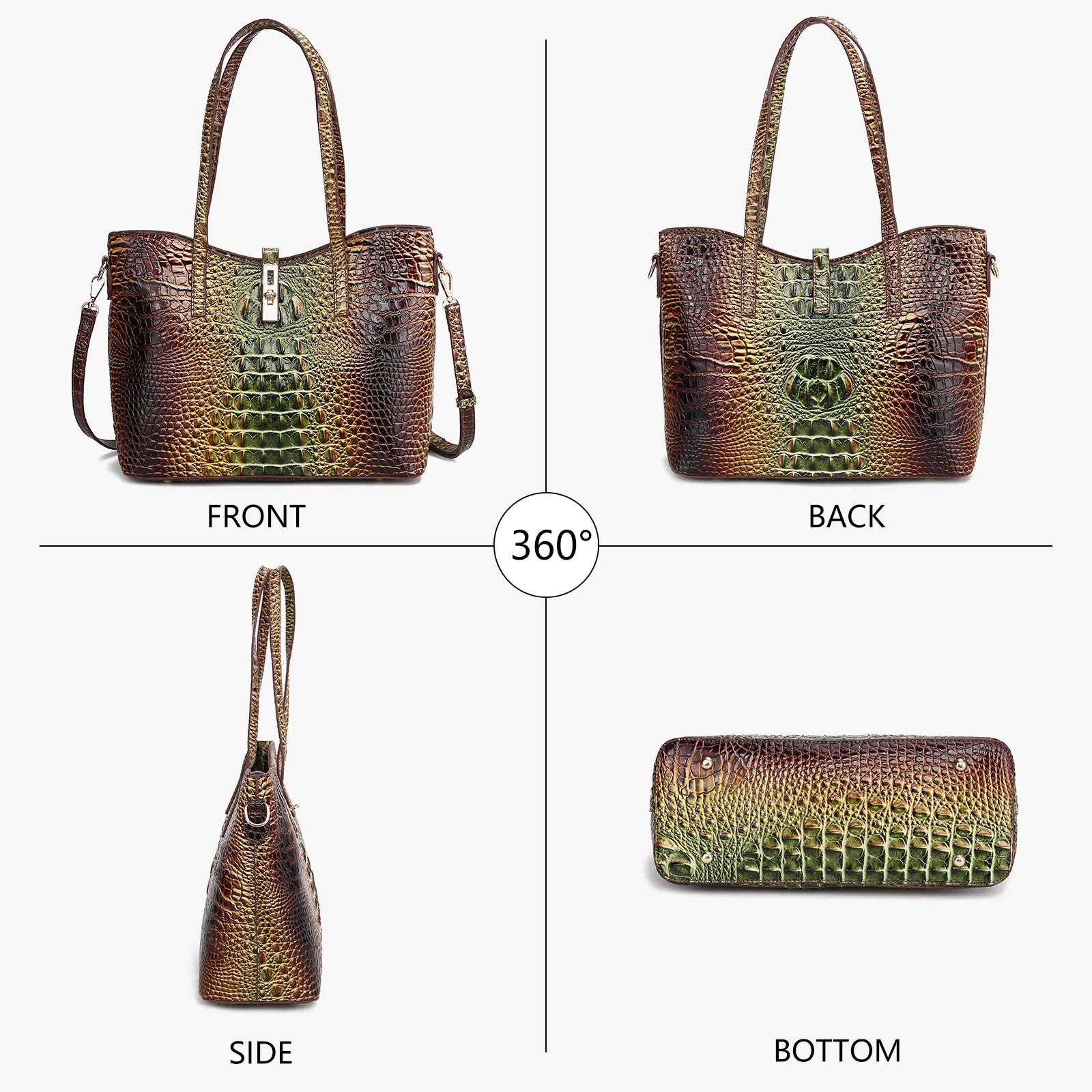 Women'S 3-Piece Vintage Crocodile Print Handbag Set - Spacious Top Handle Satchel, Business Clutch & Coin Purse for Everyday Use, Christmas & Mother'S Day Gifts, Handbags for Women, Top Handle Crossbody, Versatile Use