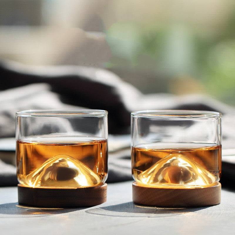 Japanese Whisky Glass Heat Resistant Wooden Base