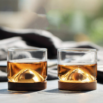 Japanese Whisky Glass Heat Resistant Wooden Base