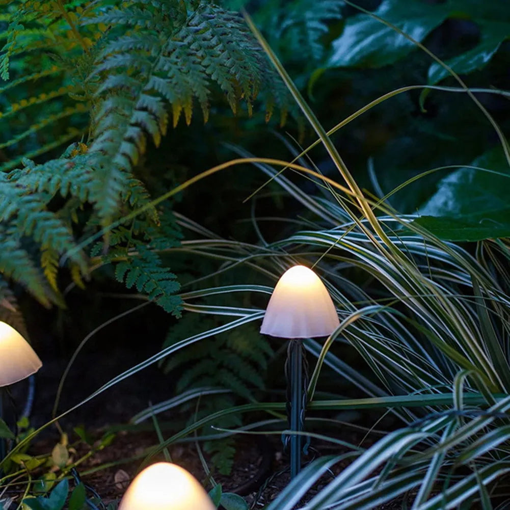 Solar Mushroom Garden Lights Set Warm White LED