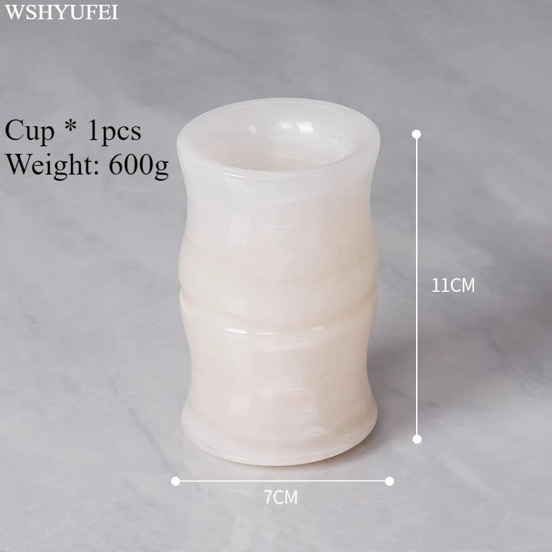 Light Luxury White Jade Stone Bathroom Accessory Set