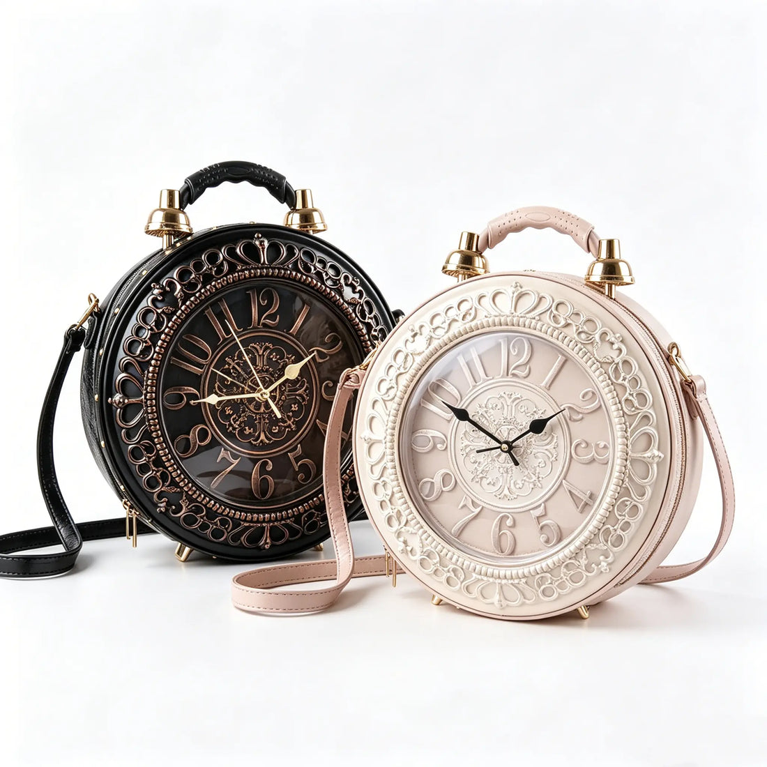 Women'S Retro Clock Graphic PU Leather Tote Bag - Large Capacity, Zip Closure for Daily Use, Tote Bags for Gifts for Women, Fantasy, Feminine Aesthetic, Casual Wear, Everyday Carry, Retro Sweet, Party, Satchel