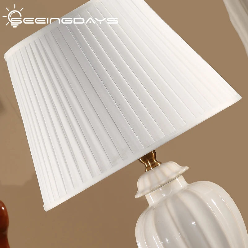 Table Lamp White Ceramic Lamp Bedside Table Room Decor Bedside Lamp Bedroom Night Light Light Fixture Mood Light