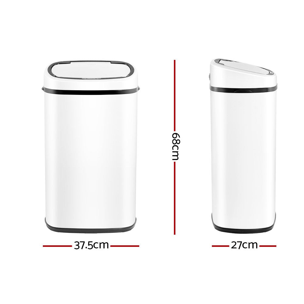 Devanti 58L Motion Sensor Bin Rubbish Automatic Trash Can Kitchen White