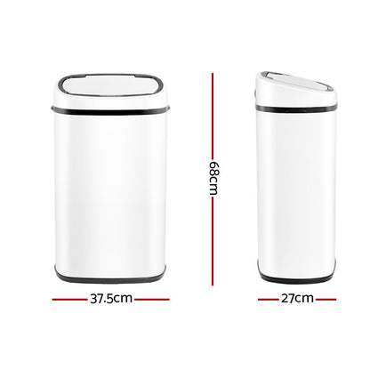 Devanti 58L Motion Sensor Bin Rubbish Automatic Trash Can Kitchen White