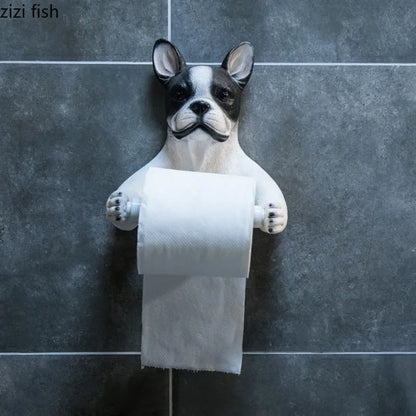 Cute Cat and Dog Tissue Holder Toilet-Free Punch Bathroom Wall-Mounted Creative Toilet Roll Holder