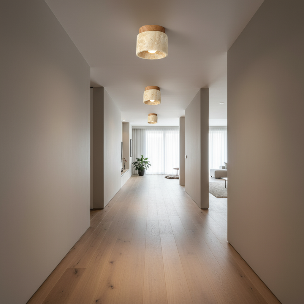 Japandi Ceiling Light – Travertine Stone – E27 Socket
