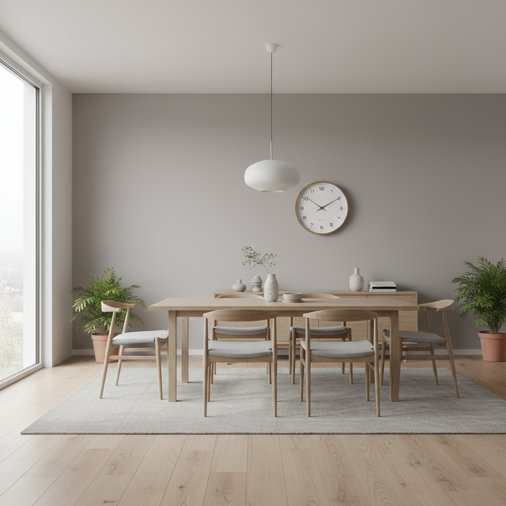 Nordic Wall Clock – Silent Quartz – Wood Frame – Minimalist Home