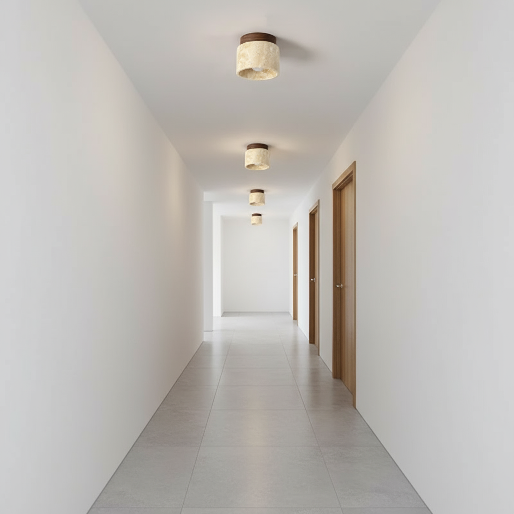 Japandi Ceiling Light – Travertine Stone – E27 Socket