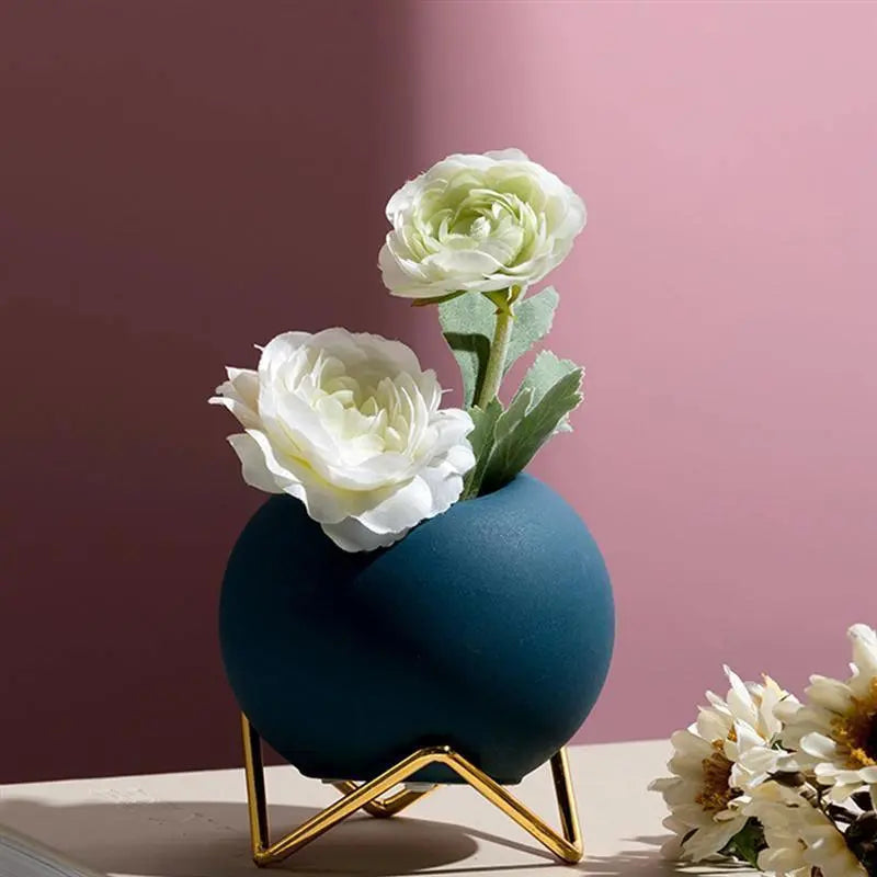 Ceramic Plant Pot Metal Stand Modern Design