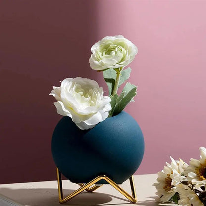 Ceramic Plant Pot Metal Stand Modern Design