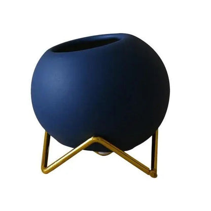 Ceramic Plant Pot Metal Stand Modern Design