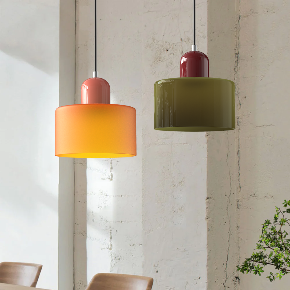 Glass Pendant Light – E27 – Coloured Glass – Adjustable Cable