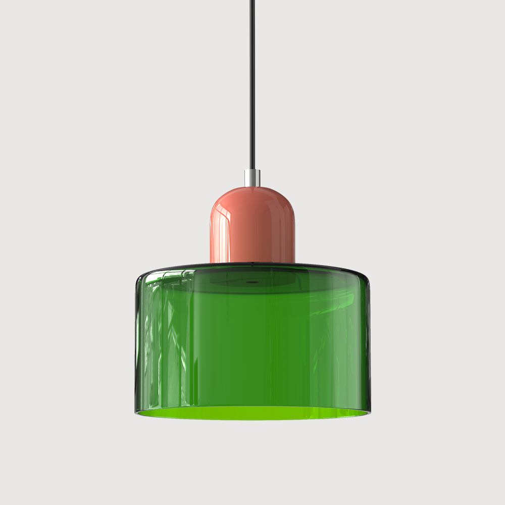 Glass Pendant Light – E27 – Coloured Glass – Adjustable Cable
