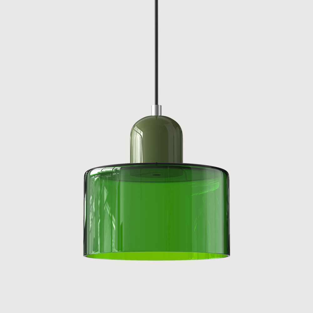 Glass Pendant Light – E27 – Coloured Glass – Adjustable Cable