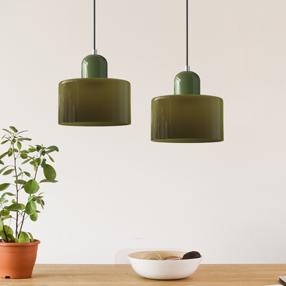 Glass Pendant Light – E27 – Coloured Glass – Adjustable Cable