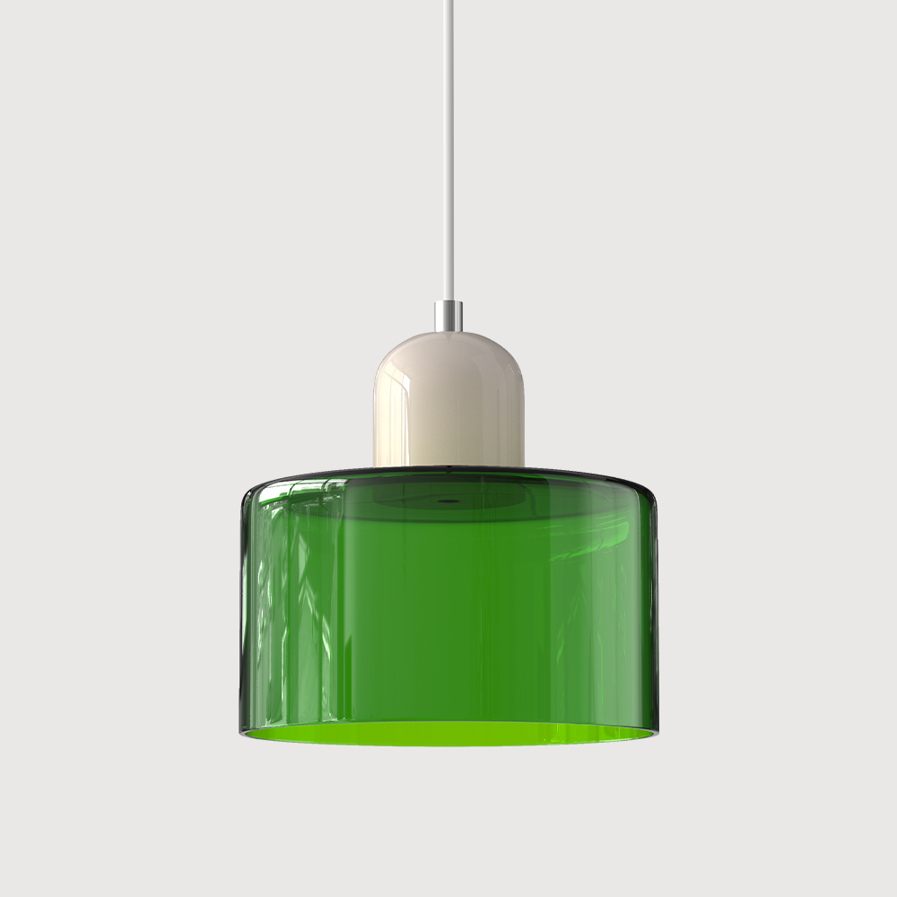Glass Pendant Light – E27 – Coloured Glass – Adjustable Cable