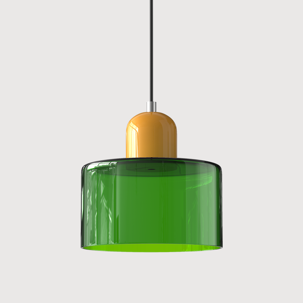 Glass Pendant Light – E27 – Coloured Glass – Adjustable Cable