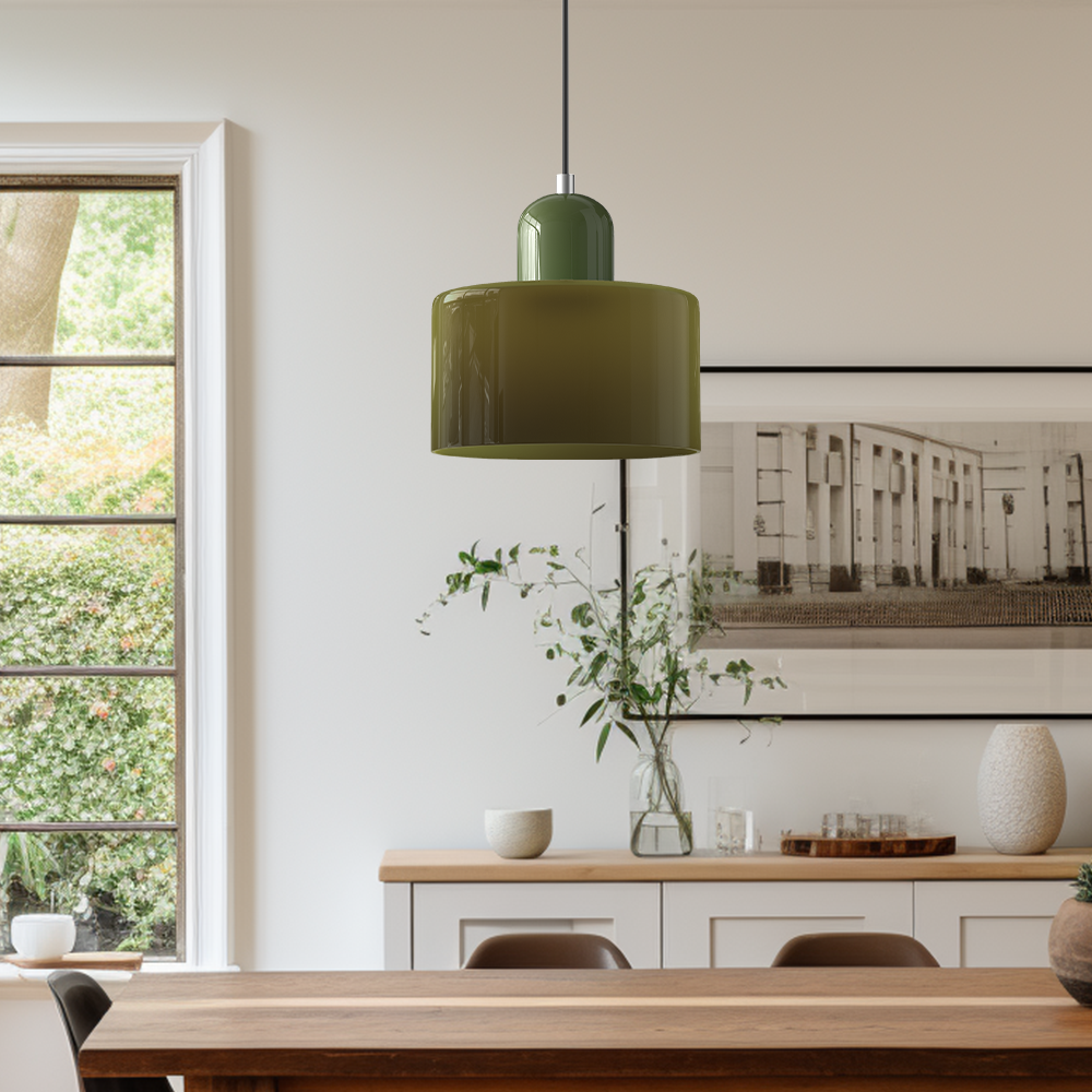 Glass Pendant Light – E27 – Coloured Glass – Adjustable Cable