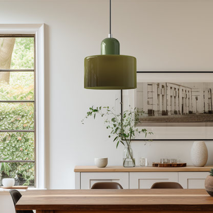 Glass Pendant Light – E27 – Coloured Glass – Adjustable Cable