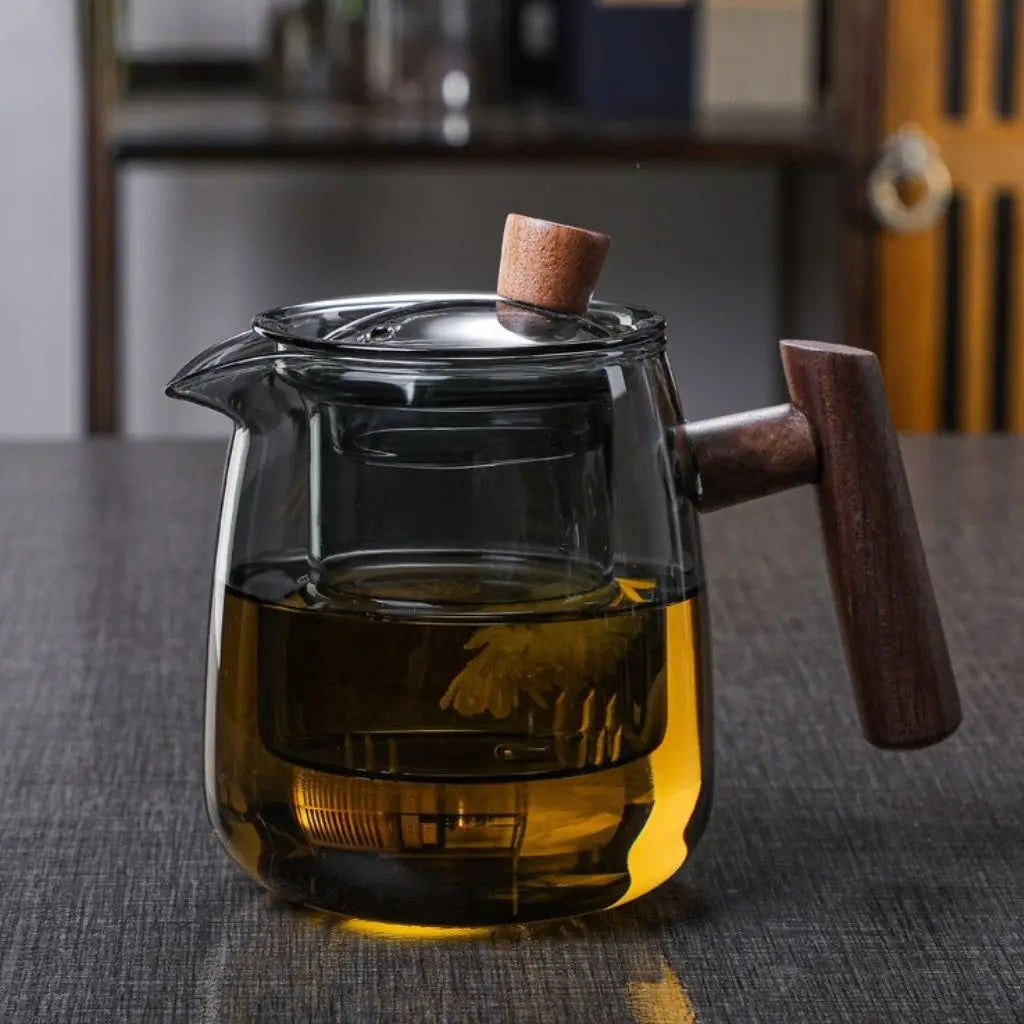 Glass Teapot – Borosilicate Glass – Wooden Handle