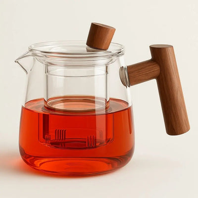 Glass Teapot – Borosilicate Glass – Wooden Handle