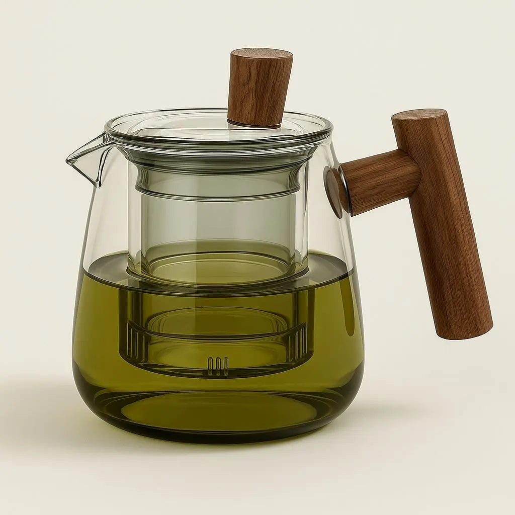 Glass Teapot – Borosilicate Glass – Wooden Handle