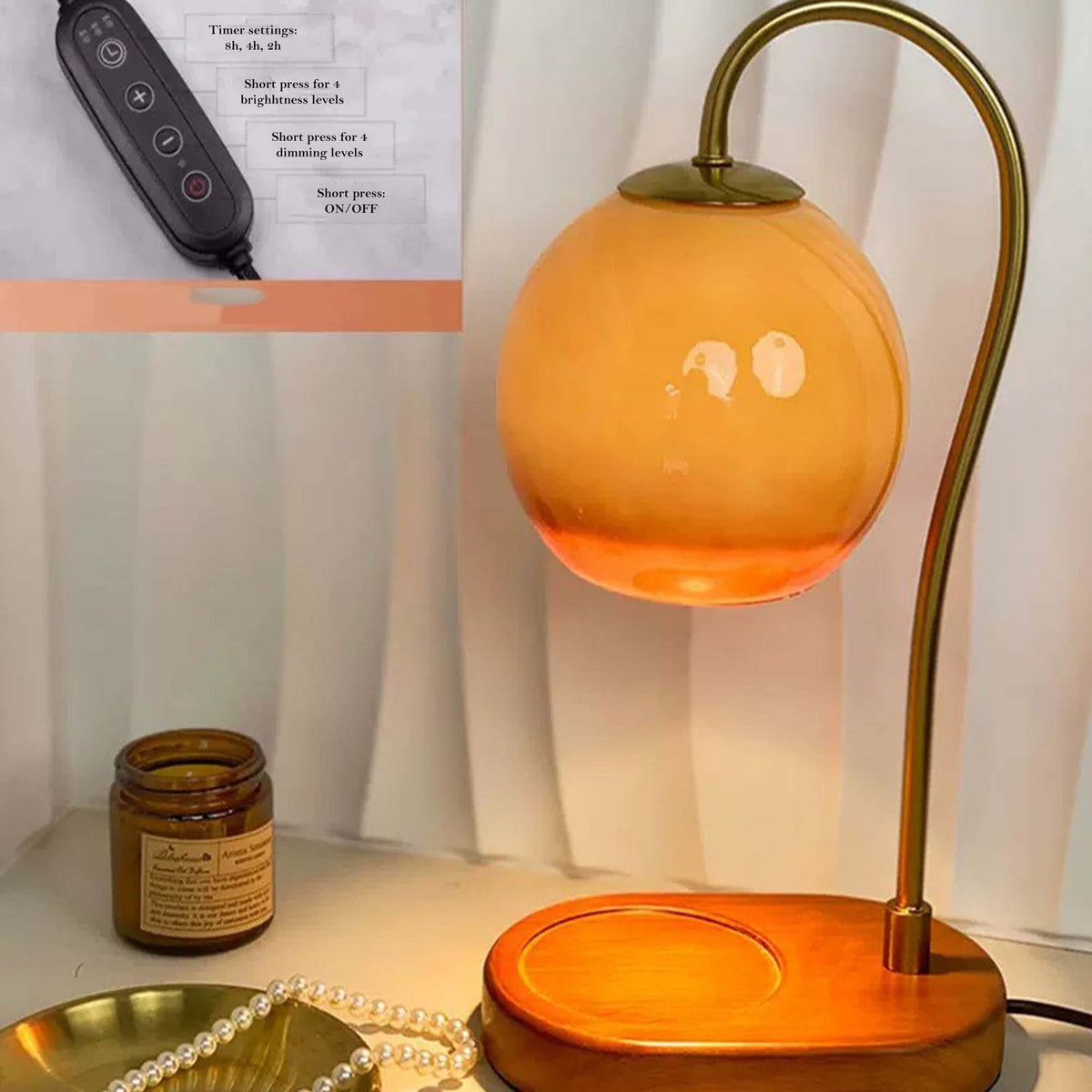 Candle Warmer Lamp – Flameless – Adjustable – Wax Melting Table Light